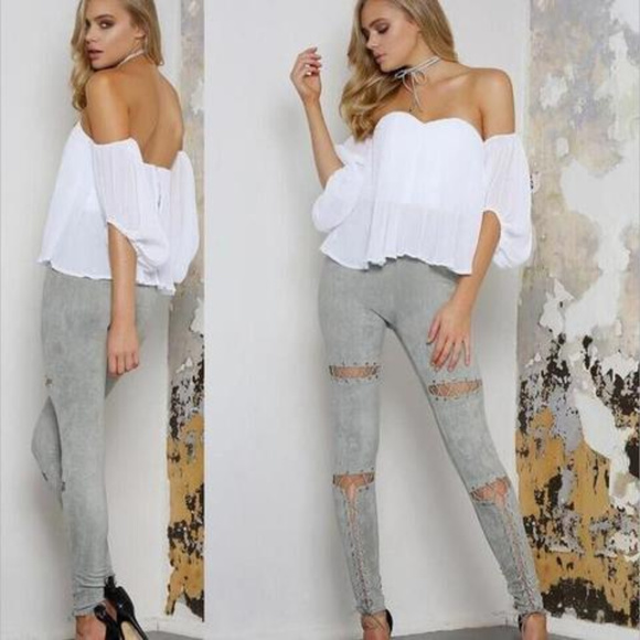 Pants - GRAY SUEDE PANTS